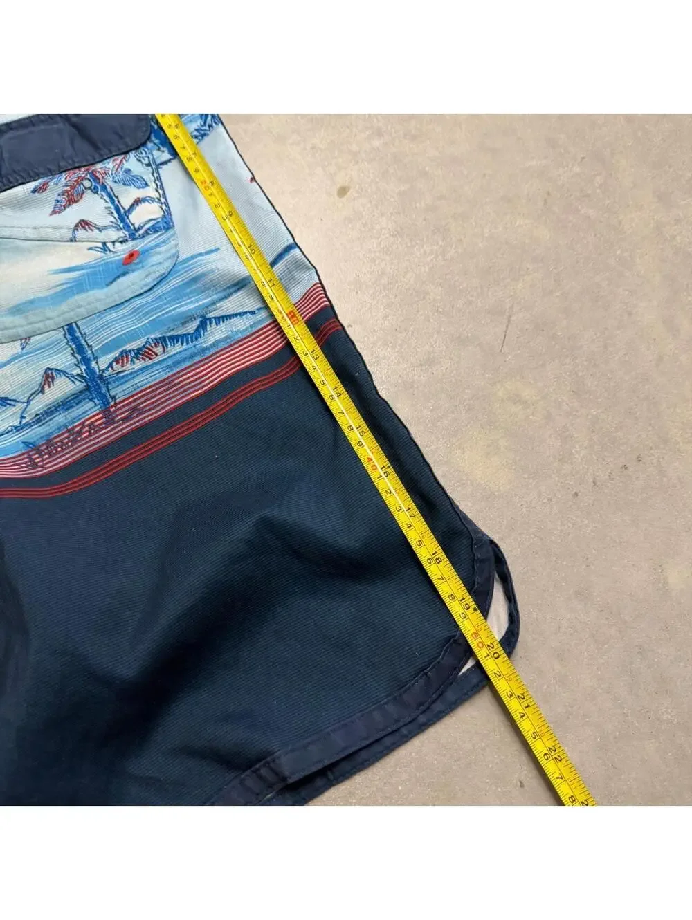 Y2K Tropical Blue Navy Men's Burnside Bathing Suit Waist 30